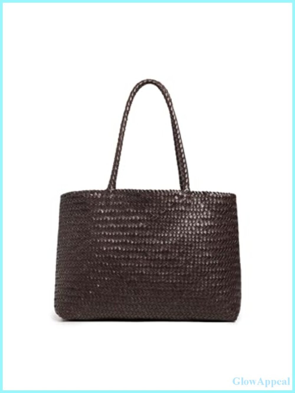 Handwoven Leather Tote Bag Braided Handles Zip Pocket